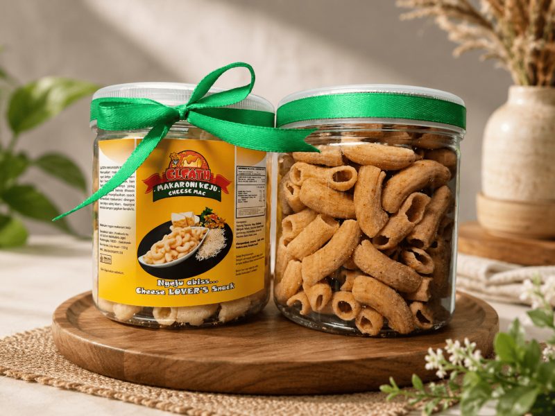 Elfath Makej Pedas Toples 150 gram - Kemasan Toples dan Hampers Elfath Makaroni Keju
